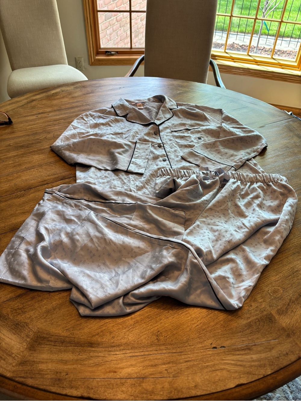 Victoria's Secret Pale Blue Star Jacquard Pajama Top. NWOT. Dusty blue.